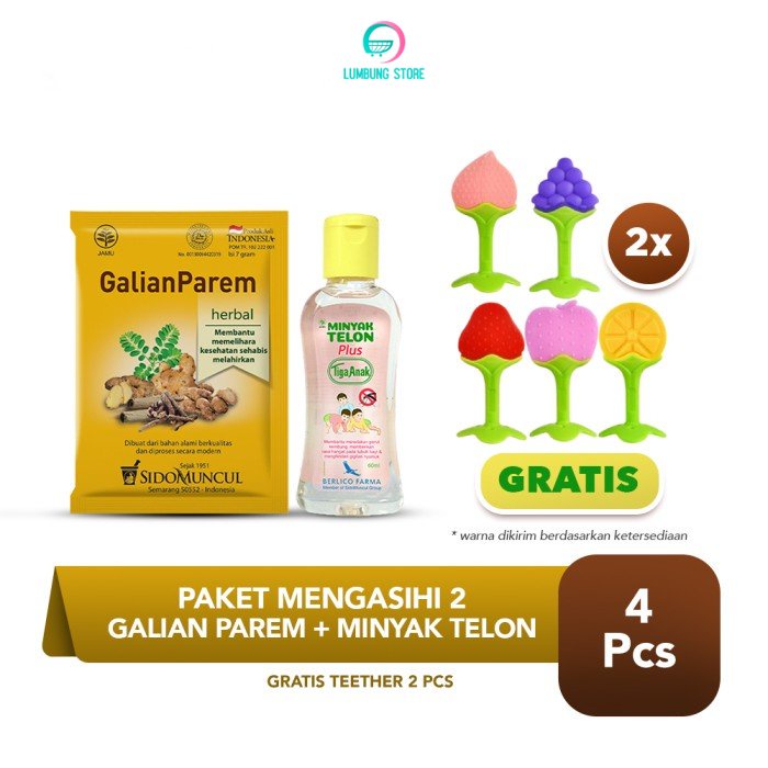 Paket MengASIhi 2 - Galian Parem 20's + Minyak Telon 60ml FREE Teether