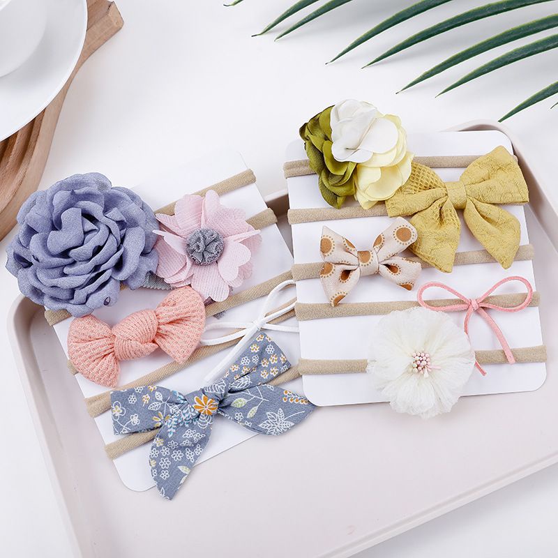 (Pimenova) bandana bayi set isi 5 baby headband bunga pita renda