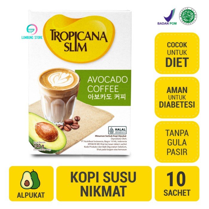 

Tropicana Slim Avocado Coffee (10 Sch) - Tanpa Gula Pasir