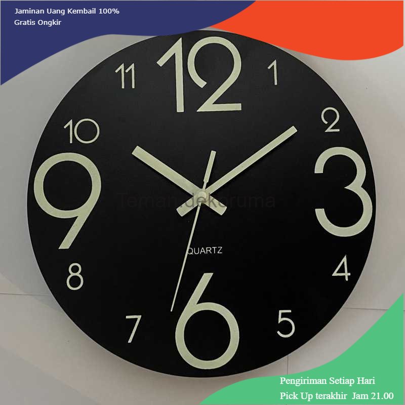 TD - DPR Winners Jam Dinding Bulat Quartz Luminous Glow in The Dark 30CM - Win31