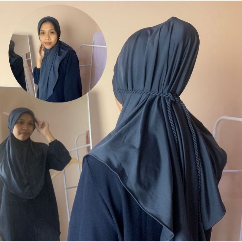 Hijab Bergo Jersey  Tali Kepang /Ulir Hijab Instant Jersey Premium