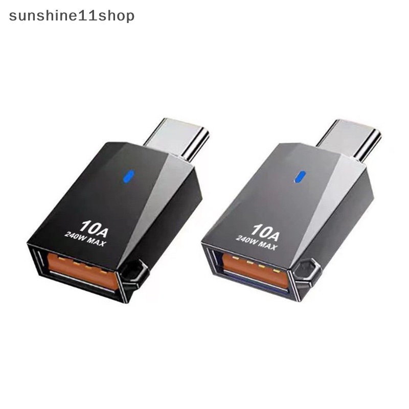 Sho Adaptor OTG 10A 240W MAX Tipe-C Ke USB 3.0 Pembaca Kartu Dengan Lampu Untuk Laptop N