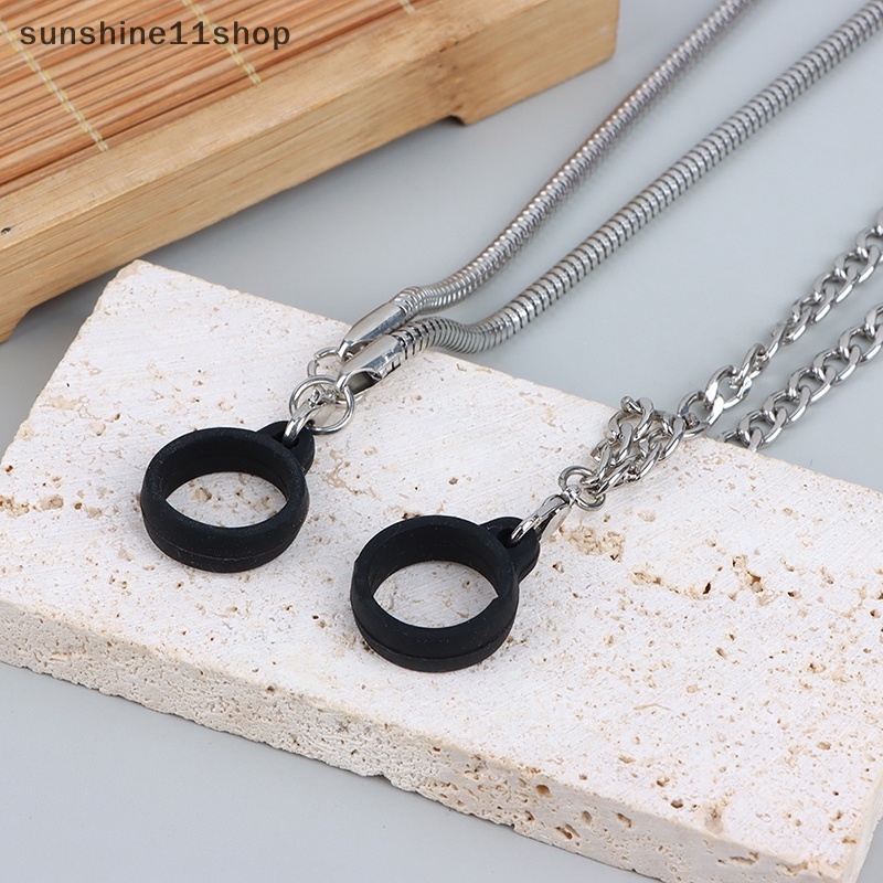 Sho Tali Leher Rantai Gantung Logam Portabel Anti Hilang Lingkaran Cincin Silikon Lanyard N