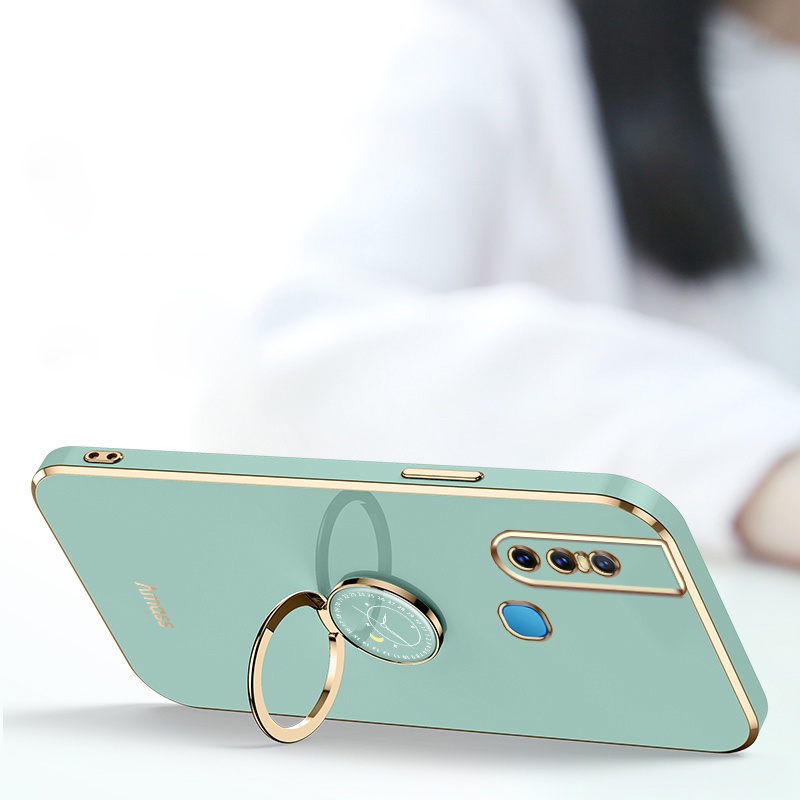 Andyh Casing Ponsel Silikon Ultra Tipis Untuk Vivo V15 Pro Vivo18181819 Deluxe Perlindungan Jatuh Band Emas Dengan Jam Cincin Dan Lanyard Gratis