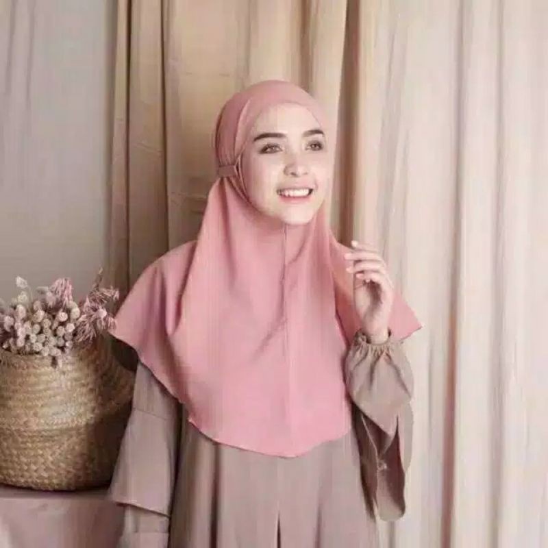 Bergo Nabila Non Pet Tali Wolfis Jilbab instan Kerudung maryam