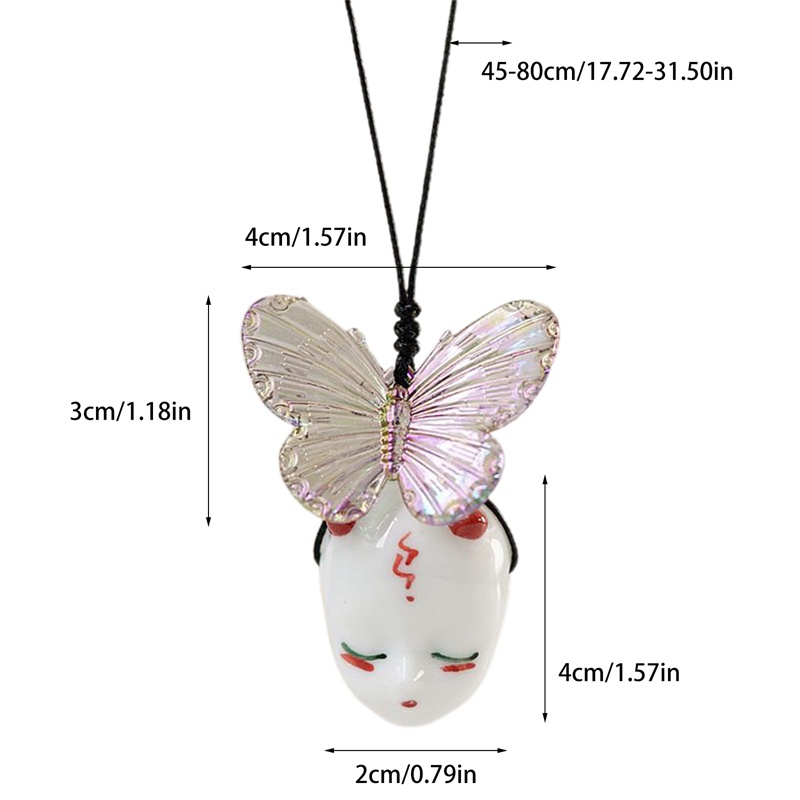 Ins Butterfly Ceramic Face Pendant Vintage Kalung Choker Untuk Wanita Perhiasan Aksesoris Hadiah