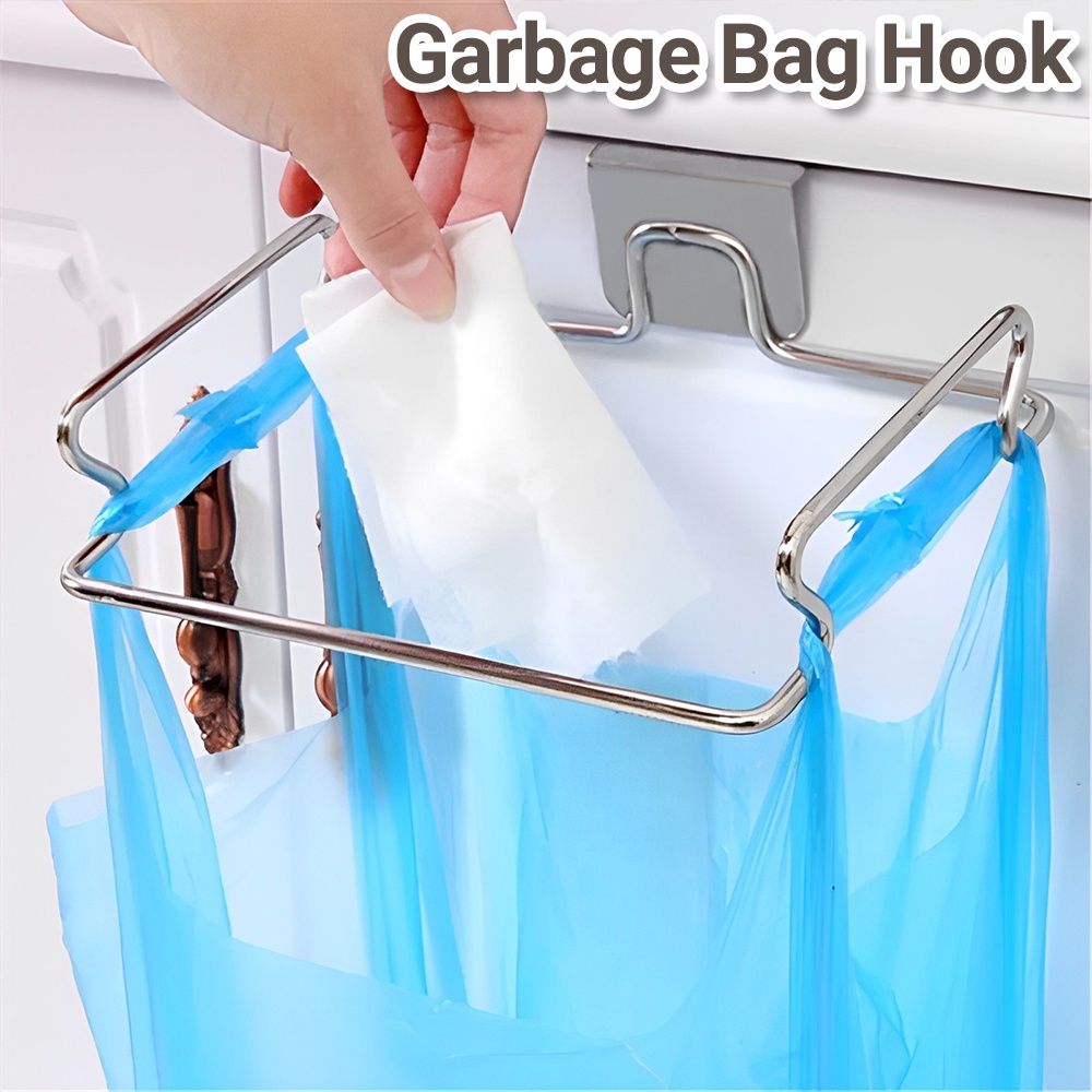 Tempat Kantong Sampah Pintu Lemari Stainless Steel/Rubbish Pouch High Quality Kait Gantung/Tempat Penyimpanan Sampah Lemari Dapur/Handuk Payung Barang Rak Penyimpanan Hemat Tempat