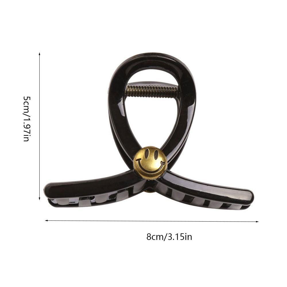 Agustina Smiley Face Hair Claw Jepit Rambut Trendy Temperamen Aksesoris Rambut Warna Kontras Hiasan Kepala Bahan Akrilik Untuk Wanita Klip Hiu