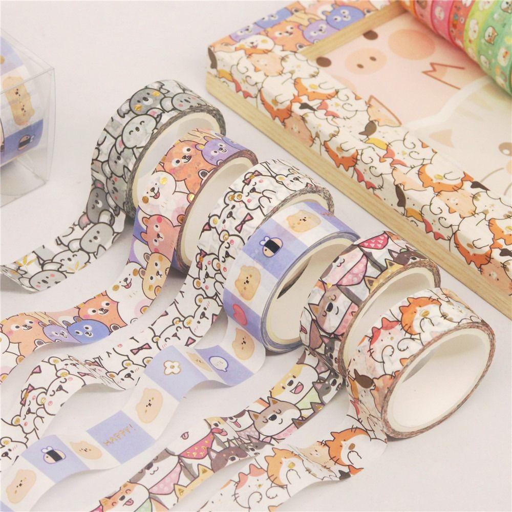 [Elegan] Tape Perekat Hewan Lucu Aesthetic Kreatif Scrapbooking Diary Album Tangan Akun Jurnal Diary Handmade Collage Tape