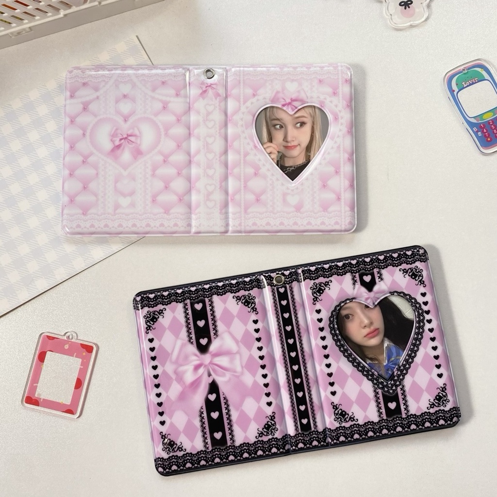 40 /80 Kantong Ins 3inch Album Foto Lovely Heart Cover Card Holder Untuk idol Photocard Ablum Lomo Cards Collect Book