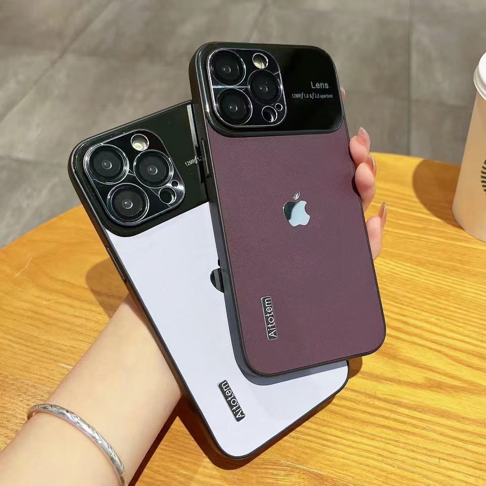 IPHONE Casing Ponsel Tahan Goncangan Kulit Frosted Jendela Besar Mewah Cocok Untuk Iphone14 13 12 11 Pro Max14 Plus Cover Case Shockproof