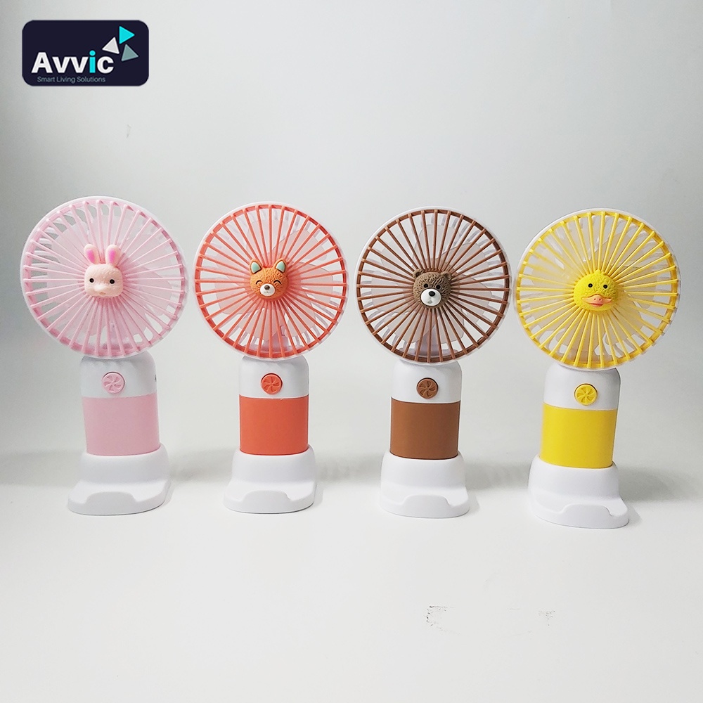 AVVIC DD5645 Kipas Angin Genggam Portable Mini Handheld Desktop Fan USB Rechargeable with Holder