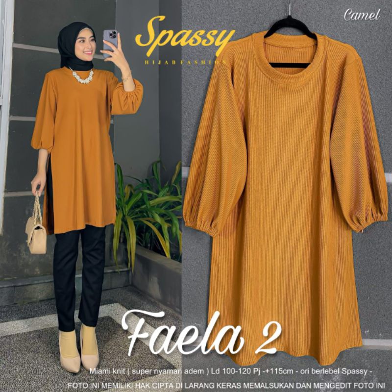 FAELA 1 2 TUNIK ORI SPASSY | Atasan Wanita aster knit