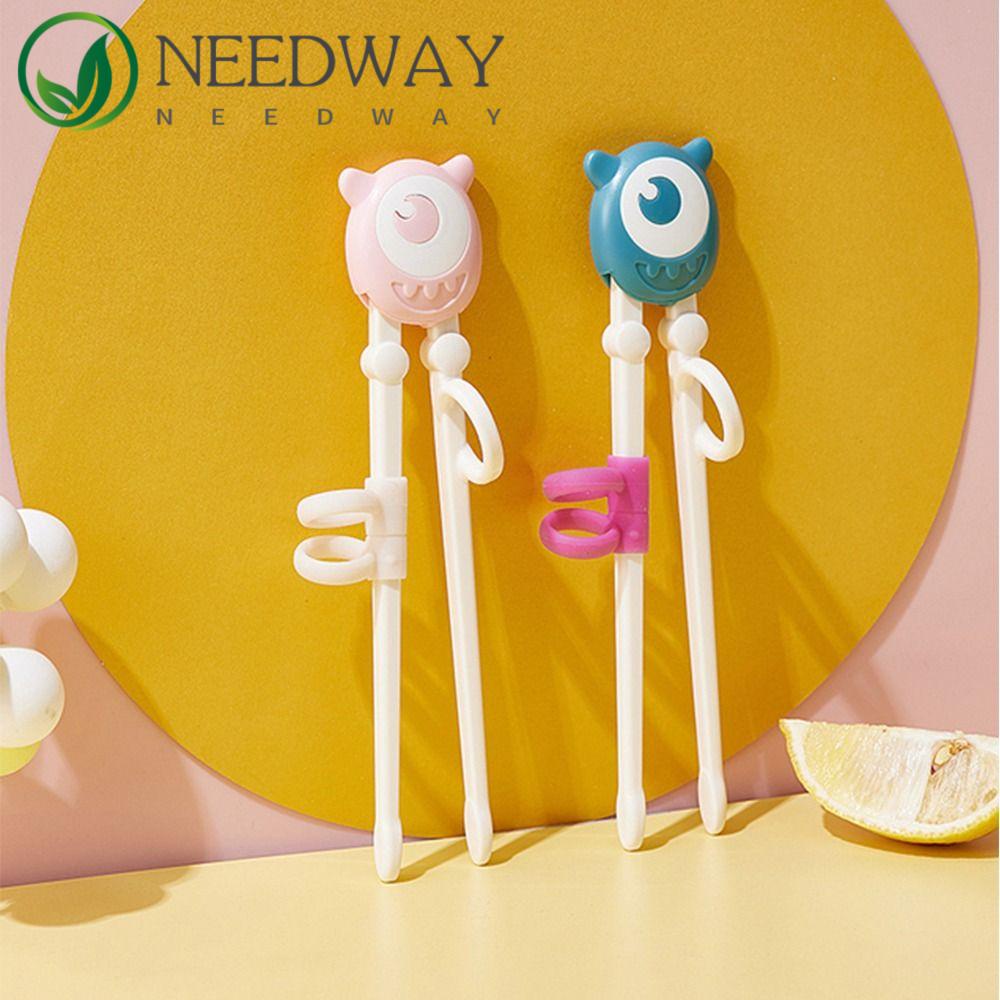 Needway   Sumpit Anak Menggemaskan Praktis Alien Kartun Bunga Matahari Food Grade Baby Practice Helper