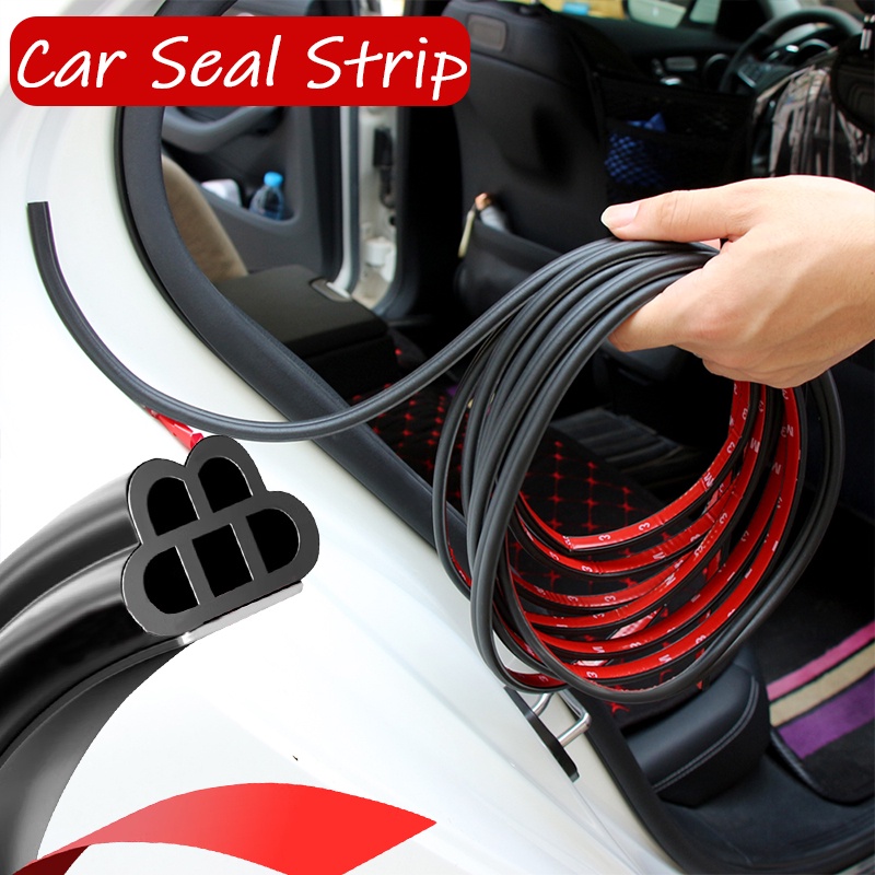 5m Double Layer Menebal Pinggiran Pintu Mobil Kedap Suara Sealing Strip/ Hitam Auto Dustproof Waterproof Perekat Pelindung Jendela Seal