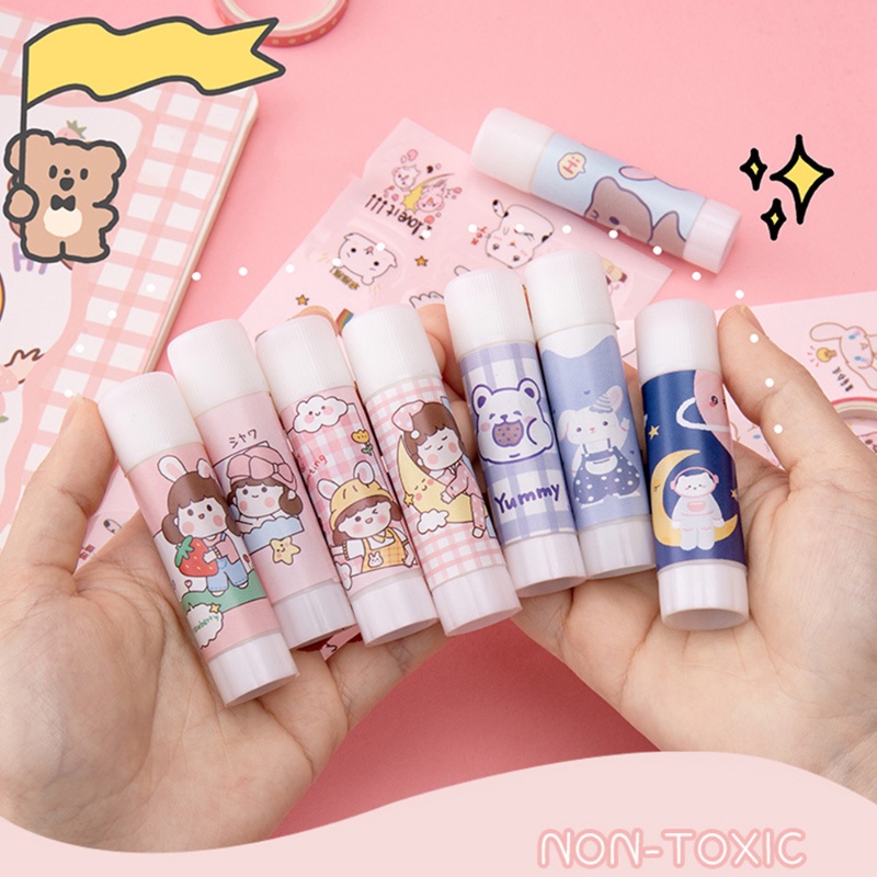 Cute High Beauty Rotating Rubber Stick/DIY Manufacture Solid Adhesive Perekat/Kantor Belajar Siswa Universal Viskositas Tinggi Perekat Kuat