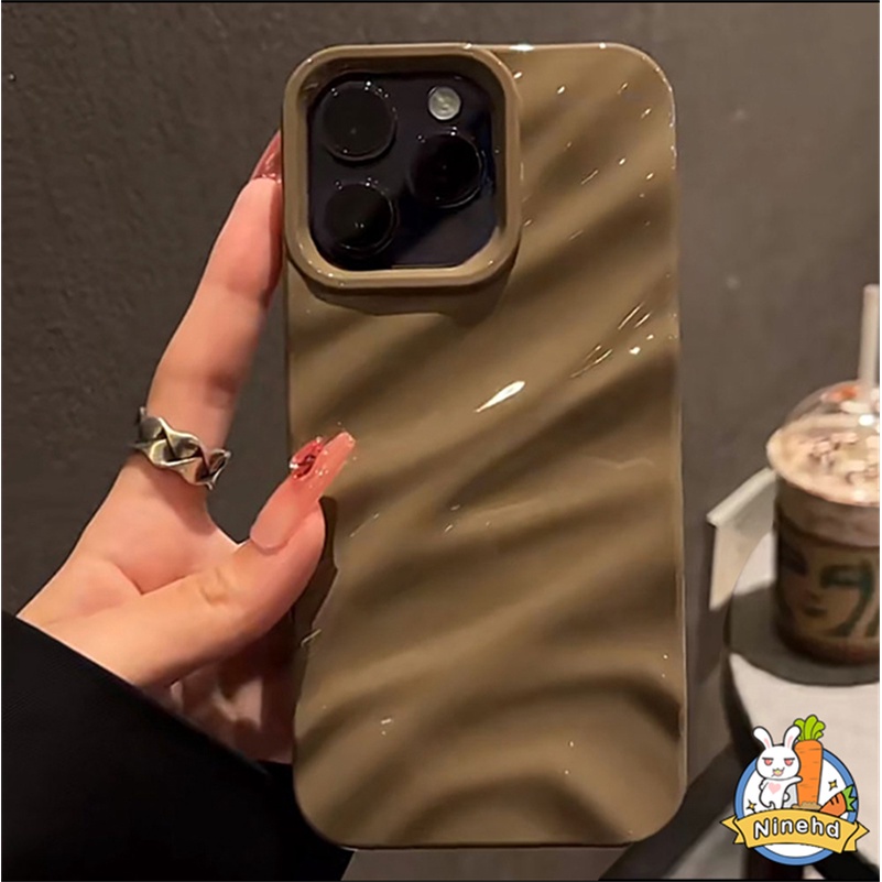 Casing iPhone 3D Lipit Premium Simple Warna Solid Kompatibel Untuk Iphone14 13 12 11 Pro Max X Xr Xs Max8 7 6 6s Plus SE 2020 Tpu Anti Pecah Shockproof Soft Case Cover Pelindung