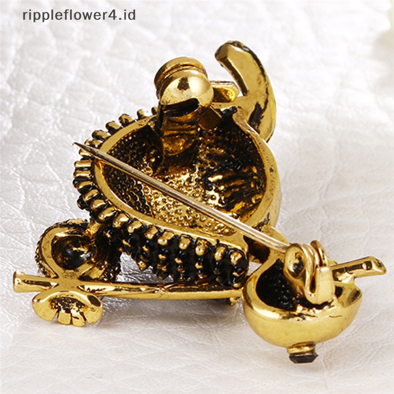 {rippleflower4.id} Enamel Turtle Brooch Pin Kristal Hewan Bros Jas Kerah Pin Unisex Jewelry~