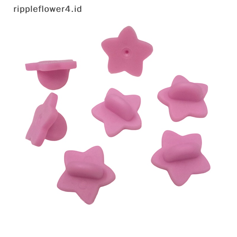 {rippleflower4.id} 50pcs Karet Bros Gesper Bintang Bros Pin Belakang Kopling Kupu-Kupu Squeeze Badge Belakang Sumbat Untuk DIY Bros Perhiasan Aksesoris~