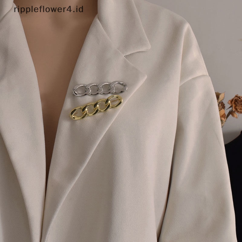 {rippleflower4.id} Bros Kabel Kaitan Logam Unisex Wanita Gaya Punk Setelan Sweater Brooch Pin Hadiah~