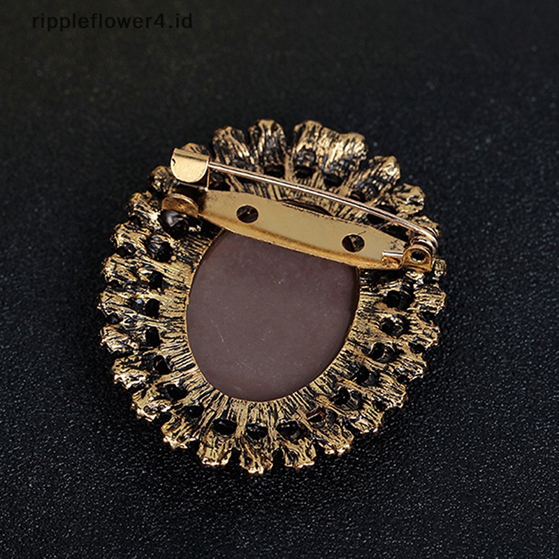 {rippleflower4.id} Vintage Cameo Victoria Gaya Kristal Pesta Pernikahan Wanita Liontin Bros Pin~