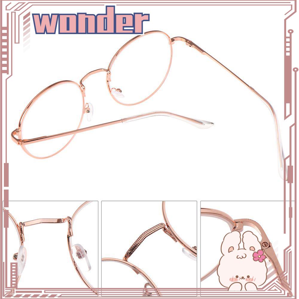 Wonder Kacamata Bulat Wanita Pria Portable Oversized Metal Optical Glasses