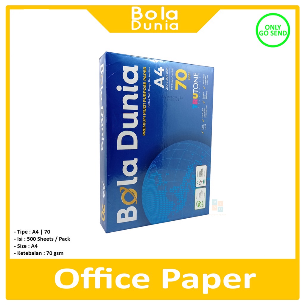 

BOLA DUNIA - Kertas Print A4 70 Gram Office Paper Print - Rim