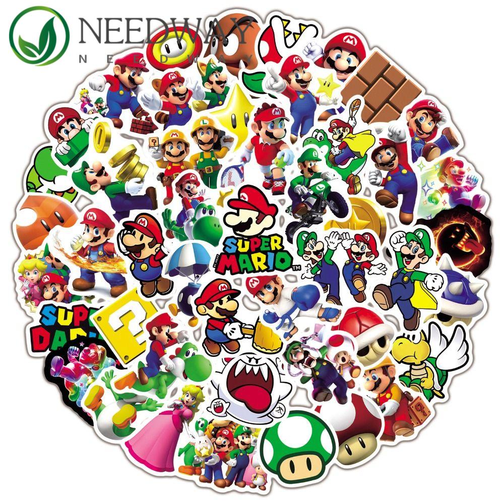Needway   Super Mario Stiker Tahan Air Interaktif Graffits Hadiah Kado Sekolah Super Mario Bros Anime Peripherals Kartun Hias Alat Tulis Sticker