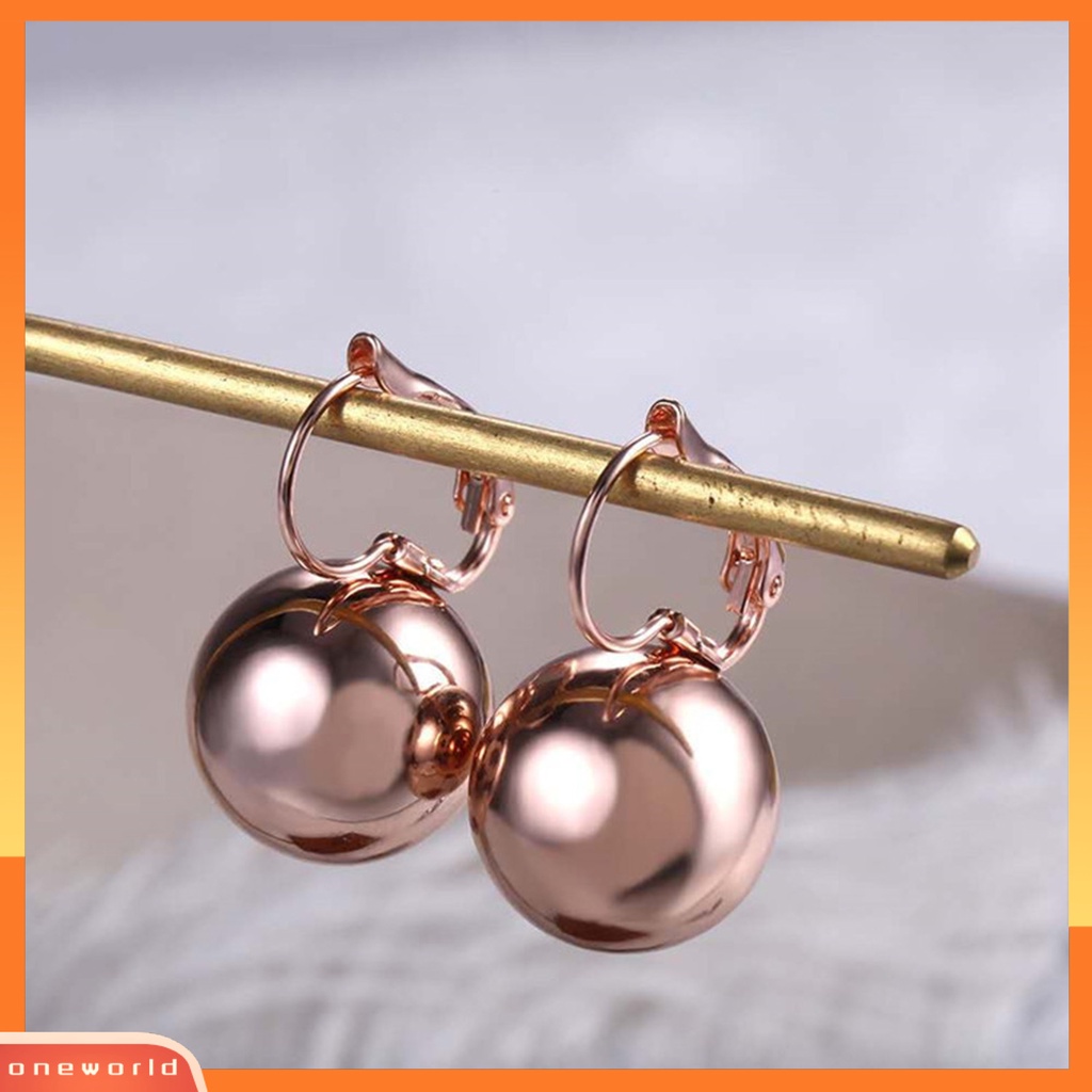 [WOD] 1pasang Drop Earrings Elegan Vintage Halus Bulat Kilau Terang Hias Hadiah Wanita Berbentuk Bola Liontin Hoop Earrings Perhiasan Untuk Pakaian Sehari-Hari