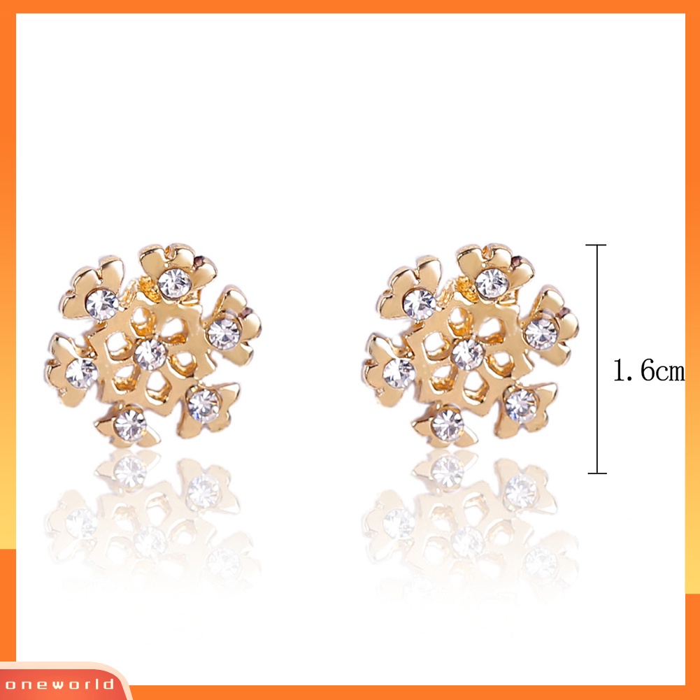 [WOD] Wanita Natal Snowflake Santa Claus Berlian Imitasi Bertatahkan Stud Anting Hadiah Xmas