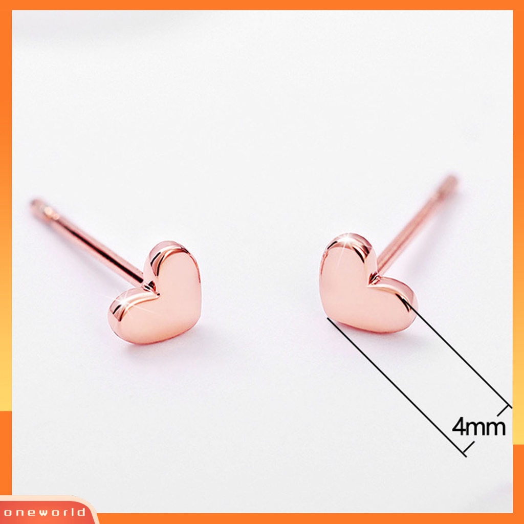 [WOD] 1pasang Anting Stud Bentuk Hati Permukaan Halus Perhiasan Elegan Glossy Earrings Jewelry Gifts