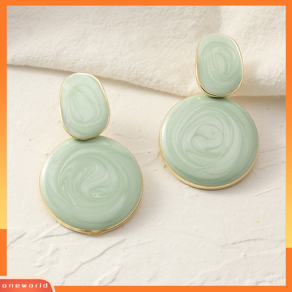 [WOD] Anting Drop Bentuk Oval Indah Alloy Anting Menjuntai Berwarna Permen Untuk Pesta