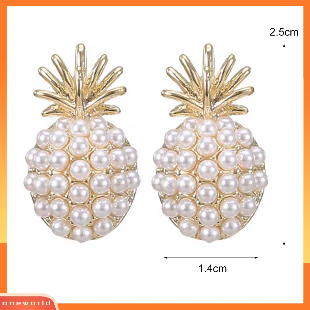 [WOD] 2pcs Anting Stud Indah Retro Metal Bentuk Nanas Ear Stud Untuk Pesta