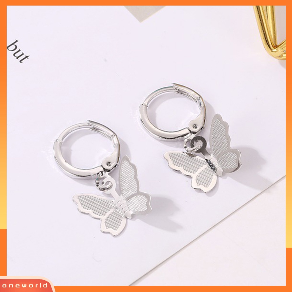 [WOD] Sweet Matte Butterfly Drop Wanita Huggie Anting Tindik Perhiasan Hadiah Ulang Tahun