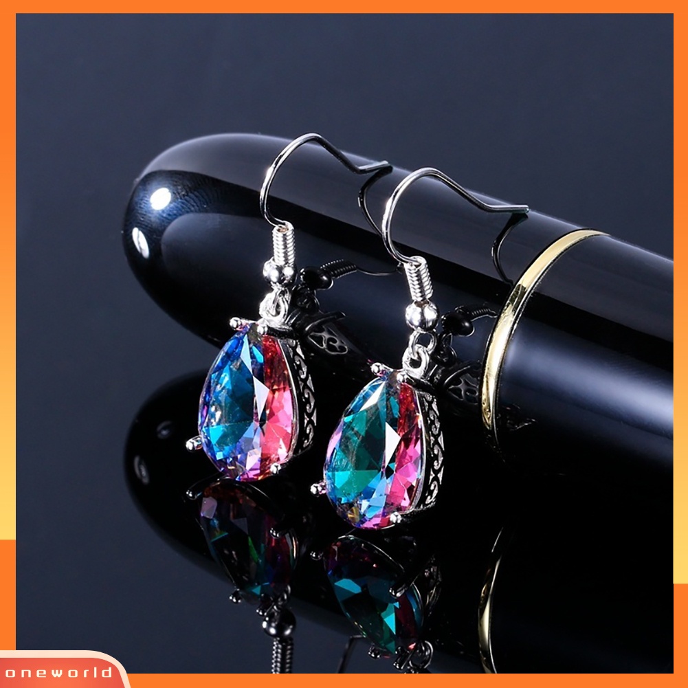 [WOD] Fashion Multicolor Imitasi Permata Tetesan Air Pear Hook Anting Perhiasan Pesta Eardrop