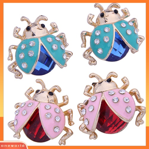 [WOD] Wanita Lucu Ladybird Bentuk Berlian Imitasi Ear Stud Kumbang Ladybug Hadiah Anting