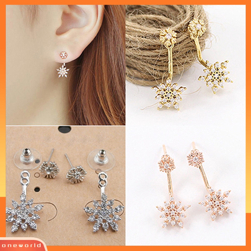 [WOD] Anting Gantung Kristal Berlian Imitasi Snowflake Fashion Elegan Untuk Pakaian Sehari-Hari Wanita