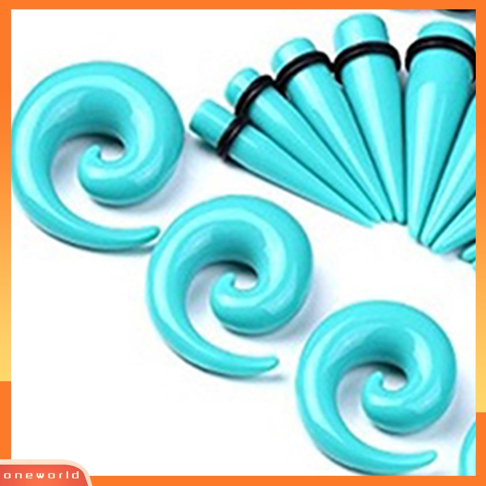 [WOD] 30pcs Spiral Tapers Plug Big Gauges Kit 10-20mm Turquoise Stretching Set