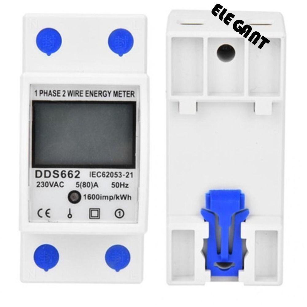 [Elegan] Fase Tunggal Dua Kawat Listrik Meter AC 230 V Voltmeter Ammeter Power Meter Din Rail Energy Meter 50Hz Listrik Din Rail Konsumsi Energi Listrik Meter