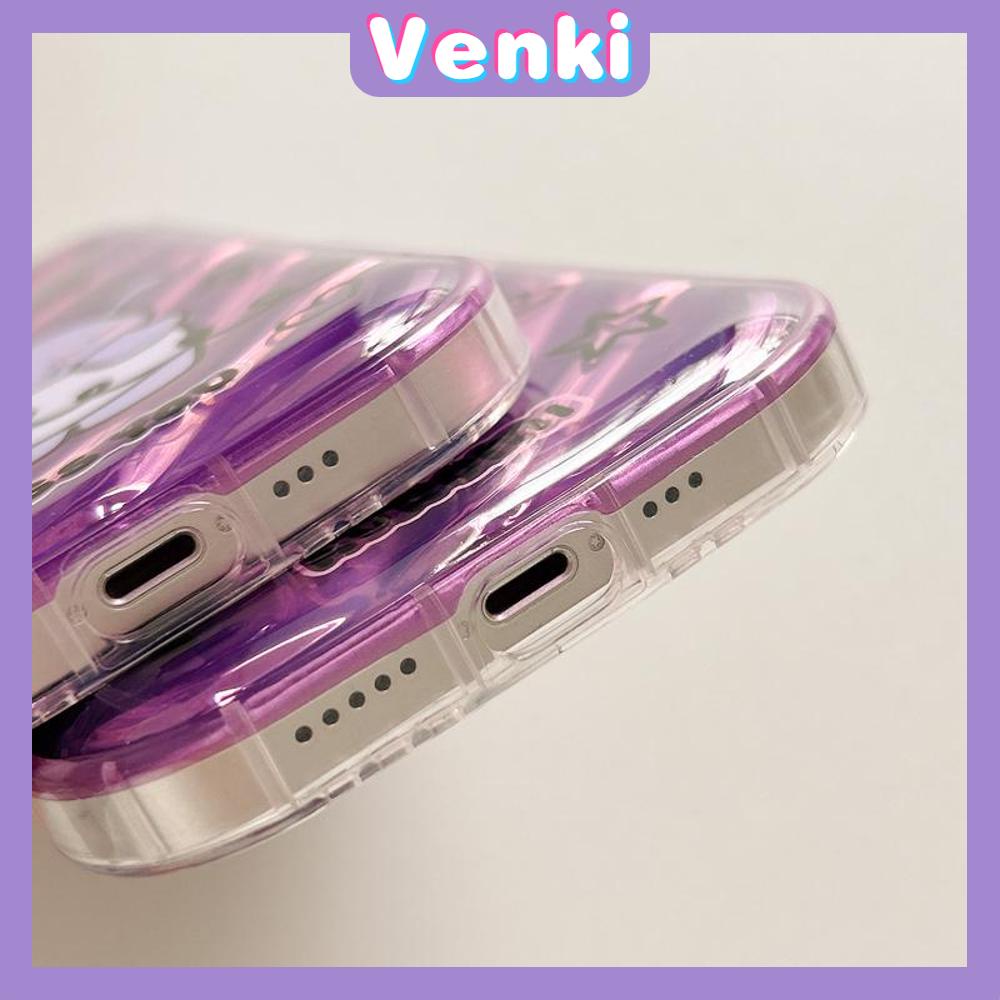 VENKI - iPhone Case untuk iPhone 11 Laser Reflektif Bening Phone Case TPU Soft Shockproof Airbag Case Lucu Kartun Kompatibel dengan iPhone 14 13 Pro Max 12 Pro Max XR XR 7Plus 8Plus