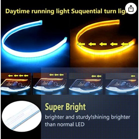 Lampu LED DRL ALIS slim flexible 30cm tempel sein running 2 mode warna