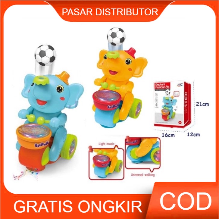 Mainan Anak ELEPHANT MUSICIAN B/O Elephant Bump &amp; Go Gajah Musik Lampu