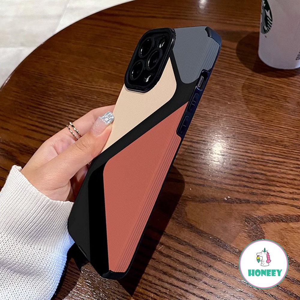 IPHONE Casing Segitiga Simple Warna-Warni Untuk Iphone14 Pro Max Case Untuk Iphone11 12 13 Pro Max XR X XS Max 7 8plus Stripe Shockproof Cover