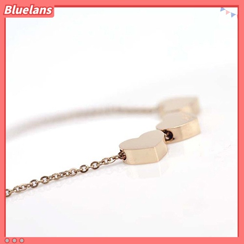 [BLS] Perhiasan Fashion Wanita Tiga Cinta Hati Rantai Liontin Statement Choker Necklace