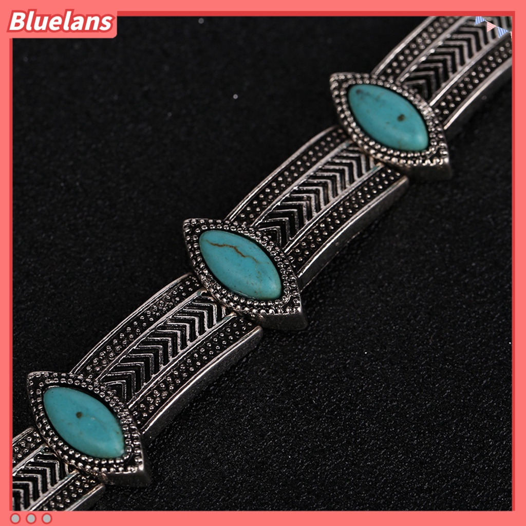 [BLS] Turquoise Gaya Vintage Choker Kerah Alloy Bohemian Adjustable Wanita Kerah Kalung Perhiasan Hadiah