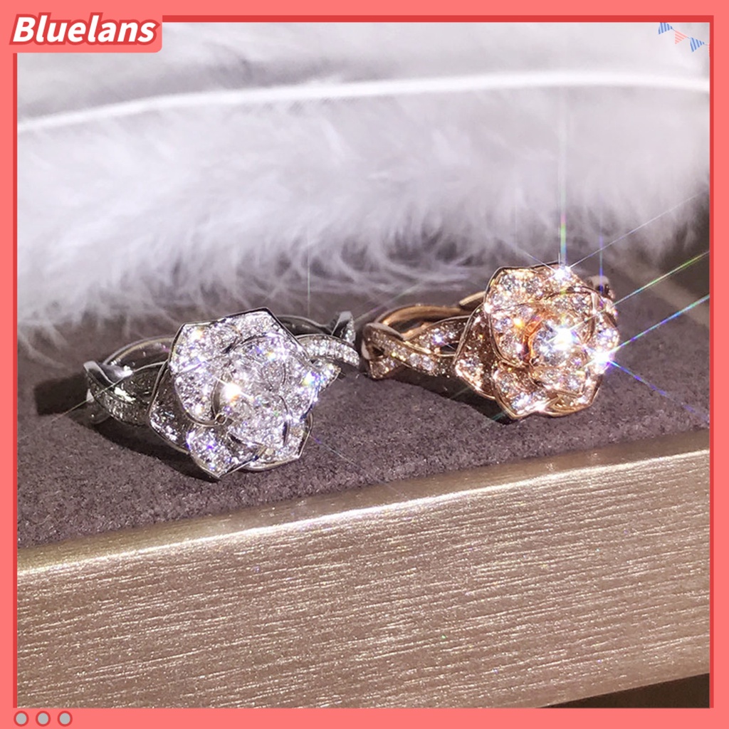 [BLS] Cincin Wanita Rose Rhinestones Perhiasan Ringan Fashion Penampilan Cincin Jari Untuk Pernikahan