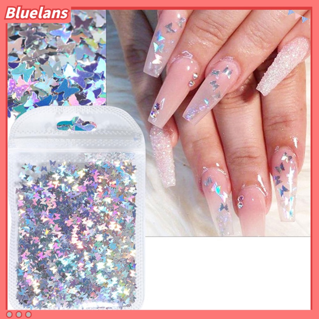 [BLM] Butterfly Hologram Flakes Nail Glitter Sequin Dekorasi Manicure Tips Slice