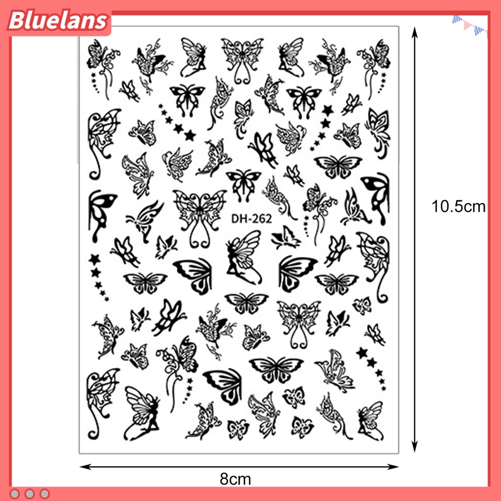 [BLM] Manicure Decal Halus Indah Lem Bebas Hollow Butterfly Nail Art Transfer Sticker Untuk Wanita