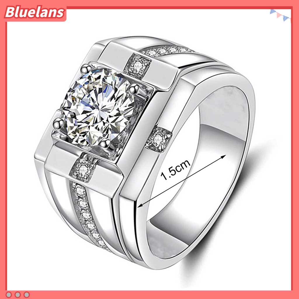 [BLS] Cincin Zirkon Bersinar Geometris Berlian Imitasi Hias Electroplating Hypoallergenic Dekorasi Perhiasan Pria Pertunangan Terbuka Jari Cincin Band Untuk Hadiah