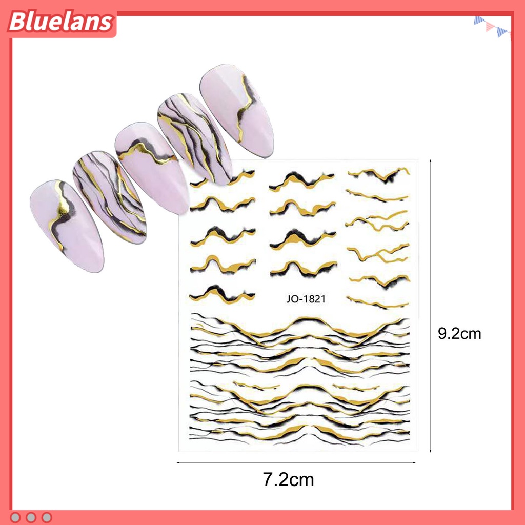 [BLM] Stiker Kuku Indah DIY Ringan Motif Marmer Stiker Kuku Emas Untuk Wanita